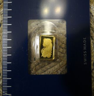 1 Gram Pamp Fortuna Swiss Suisse Solid Fine 999.  9 Gold Bullion Bar photo