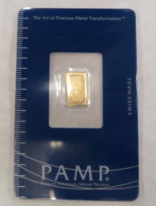 1 Gram Gold Bar Pamp Suisse Fortuna 999 - 9 Fine In Assay Card 24k Bullion photo