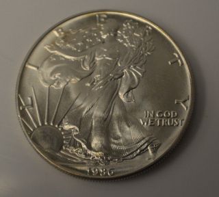 1986 Silver American Eagle - 1 One Troy Ounce Oz.  999 Fine Bullion Round Coin photo