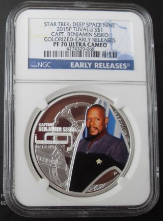 2015 P Star Trek S$1 Capt.  Benjamin Sisko E.  R Colorized Ngc Pf70 U.  Cameo photo