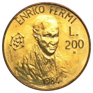 San Marino 200 Lire Coin 1984 Km 166 Unc Enrico Fermi photo