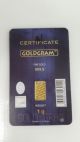 1 Gram Istanbul Gold Refinery (igr) Bar.  9999 Fine (in Assay Card) Gold photo 2