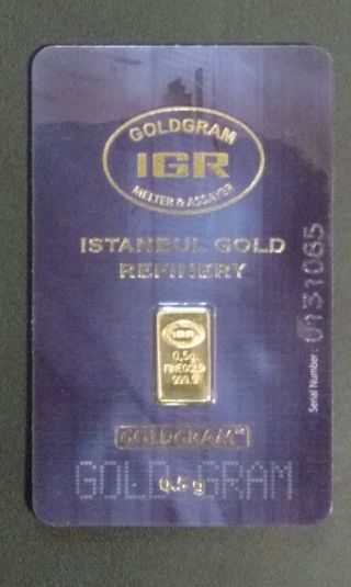 1/2 Istanbul Gold Bar Certified.  Usa Only photo
