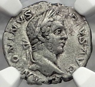 Caracalla On Horse Over Captive 208ad Rome Ancient Silver Roman Coin Ngc I58688 photo