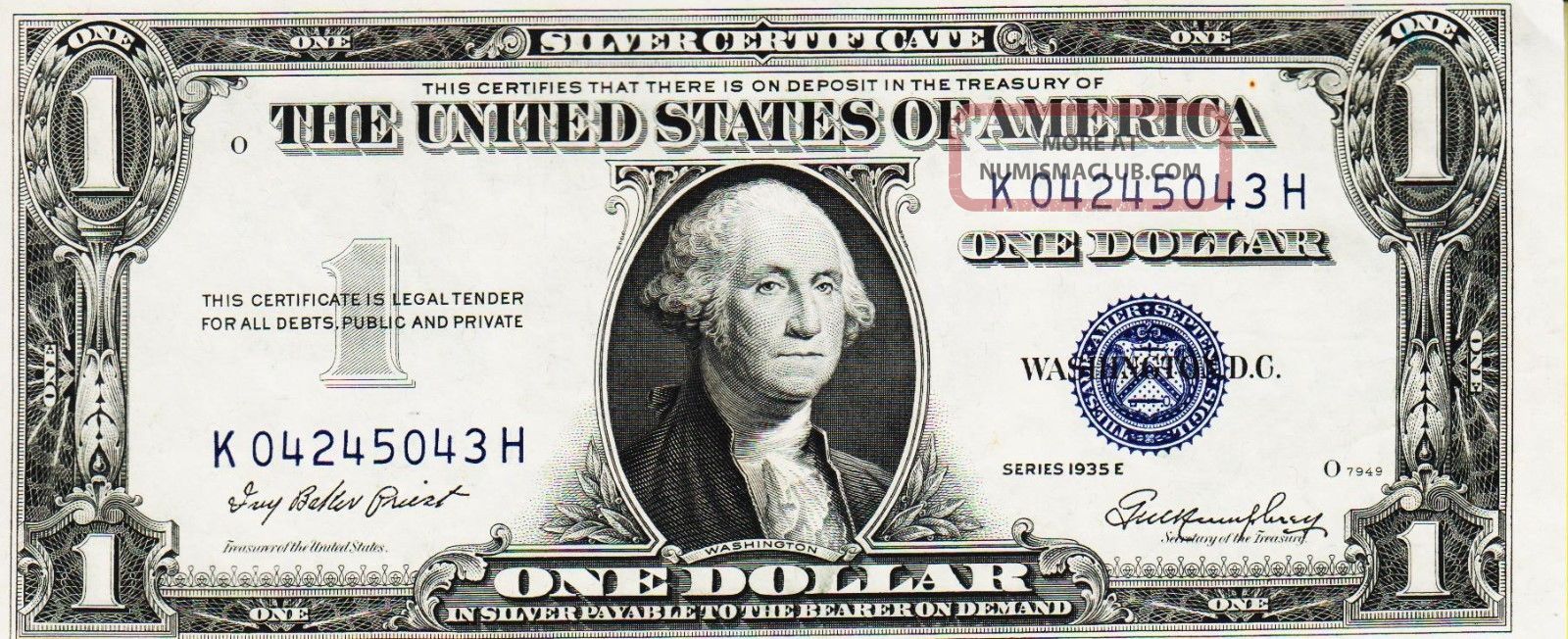Series 1935 E One Dollar Silver Certificate==xf/crisp Small Size Notes photo
