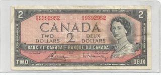 1954 Two Dollar Bank Note From Canada photo
