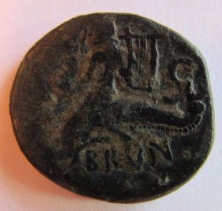 Greek Coin From Brundisium,  Calabria: Poseidon & Boy On Dolphin,  C.  200bc photo