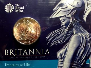 2015 Great Britain 50 Pounds 1 Oz Silver Britannia photo