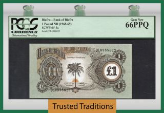 Tt Pk 5a 1968 - 69 Biafra Bank Of Biafra 1 Pound Pcgs 66 Ppq Gem photo