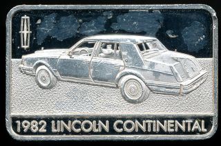 Lincoln Continental 1982 1 Troy Oz.  999 Fine Proof Silver Bar photo