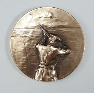 Bronze Clay Pigeon,  Skeet Shooting Medal Medallion Vintage Italy photo