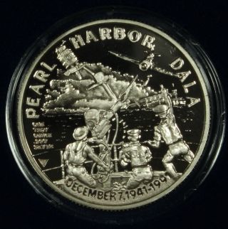 Hawaii 1941 - 1991 50th Anniversary Of Pearl Harbor Commemorative Silver Dala. photo