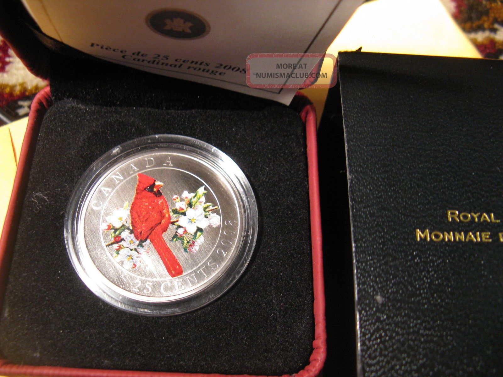 Canada 2008 Northern Cardinal Rare Bird Series 25 Cent Oversize Coloured Coin Coins: Canada photo