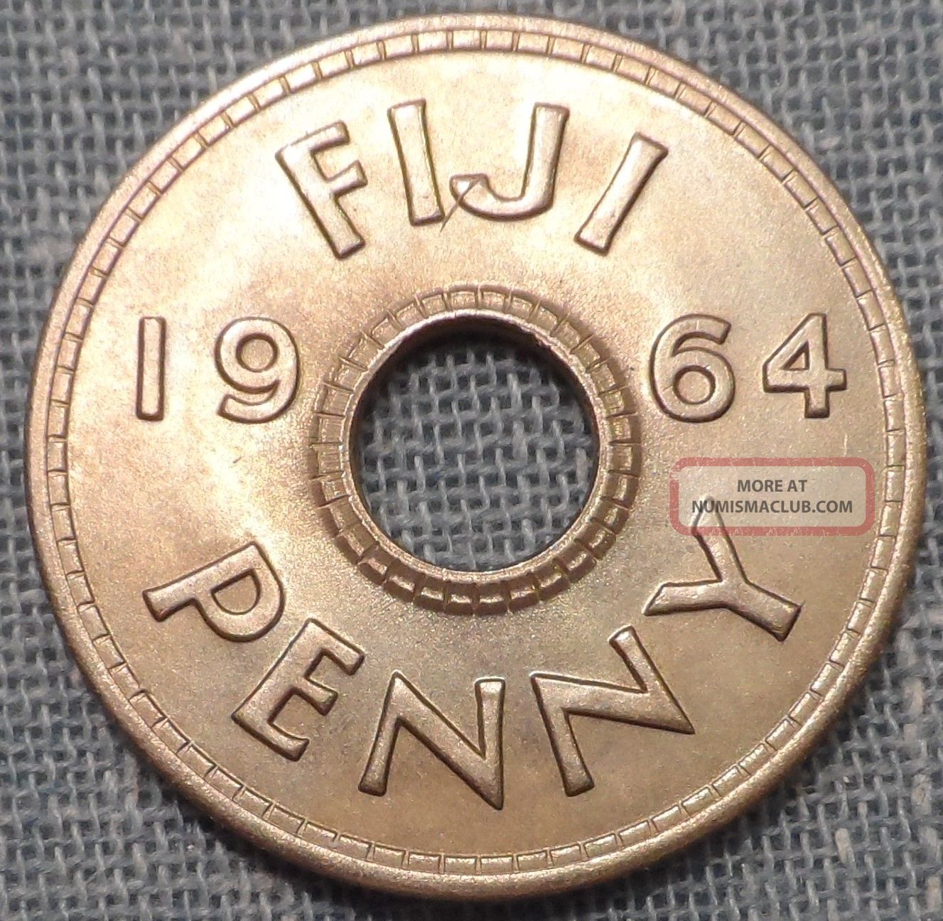 1964 Fiji One 1 Penny Coin Unc With Toning South Pacific photo