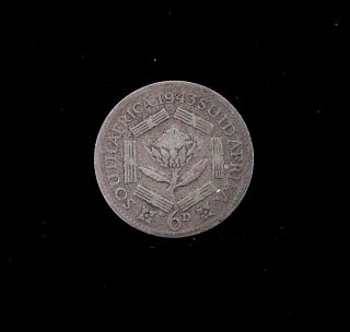 1943 South Africa 6 Pence Silver Coin Km 27 photo