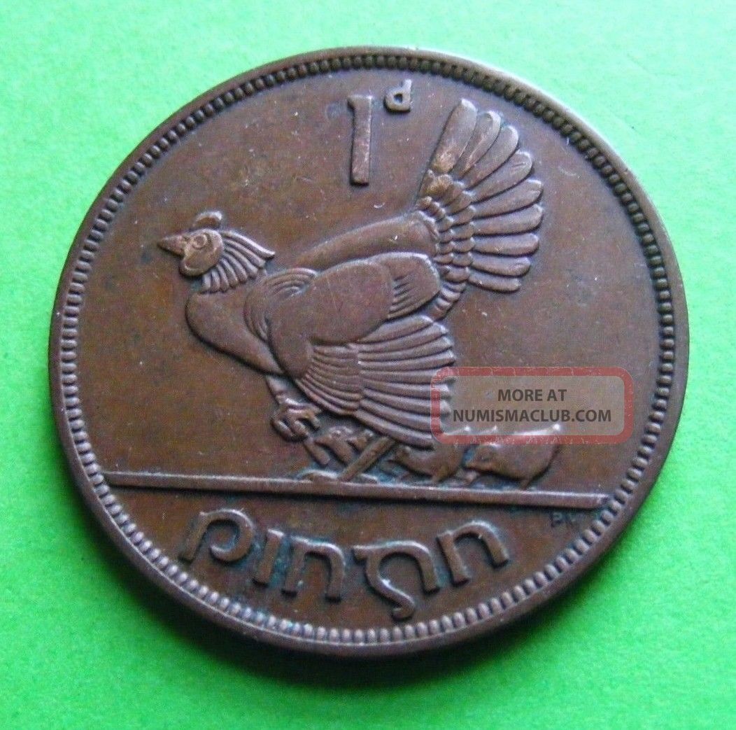 Scarce Irish One Penny Coin Minted 1940 Ireland Rarest Year Issued 