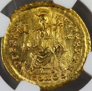 Gold Solidus Ad402 - 450 Theodosius Ii Ms Mintstate Uncirculated Ngc Luster photo