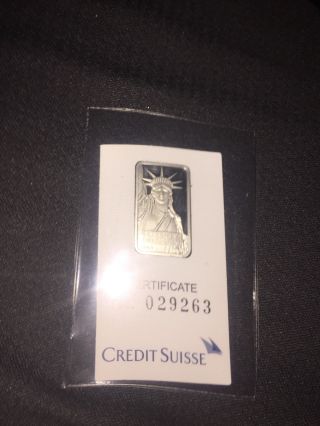 5 Gram Credit Suisse Platinum Bar (in Assay).  999,  Fine photo