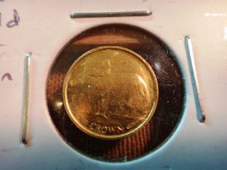 1989 1/25 Ounce Gold Isle Of Man Cat Crown Coin - S&h Usa photo