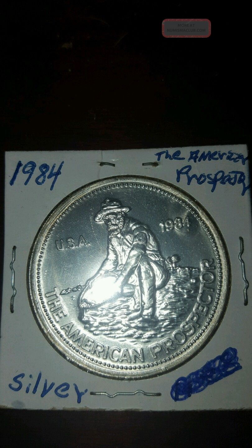 Engelhard Fine Silver American Prospector 1984 Bullion Coin 999,  Round Silver photo