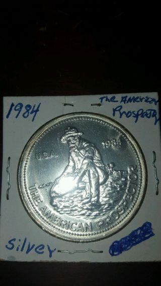 Engelhard Fine Silver American Prospector 1984 Bullion Coin 999,  Round photo