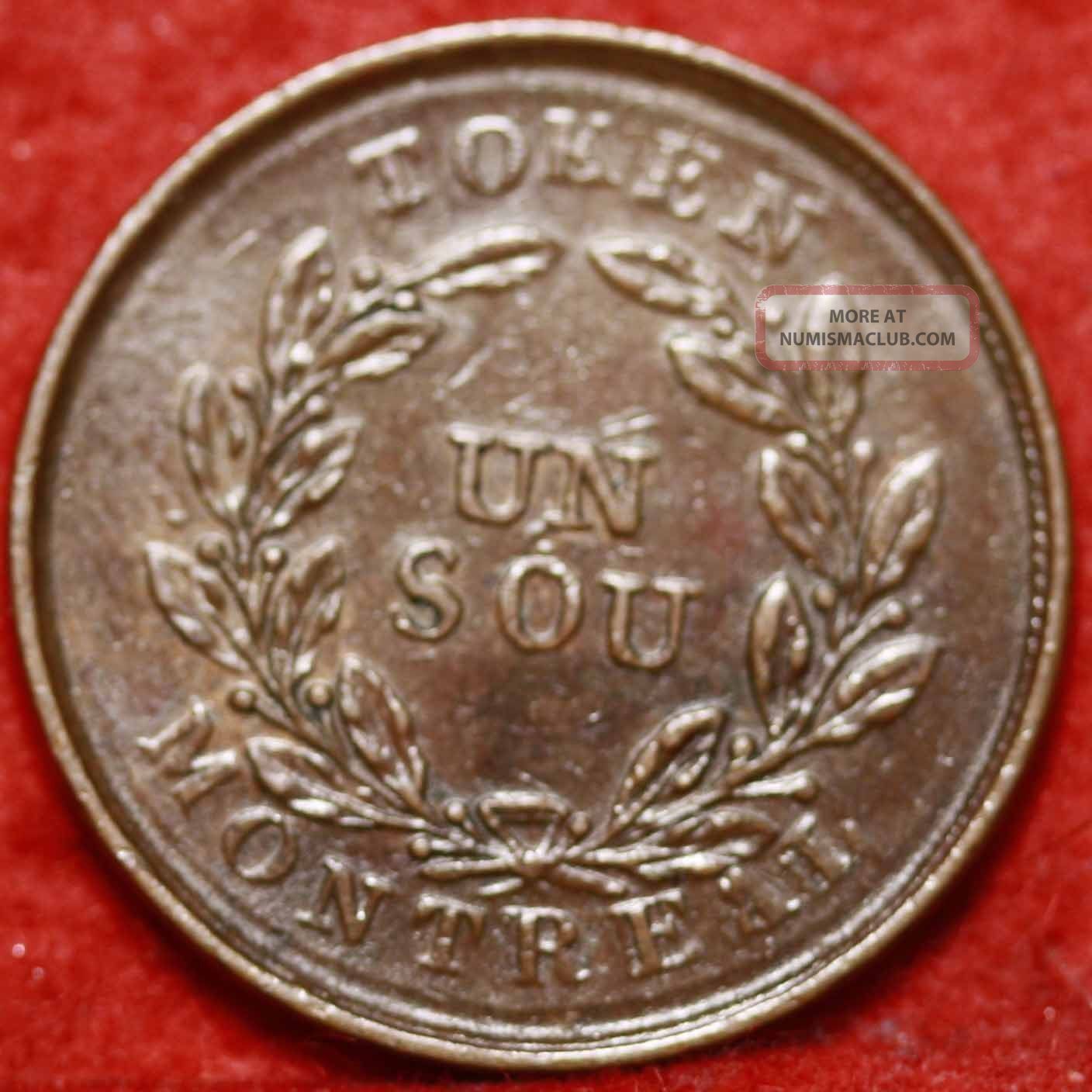 Canada Token Un Sou Foreign Coin S/h Coins: Canada photo