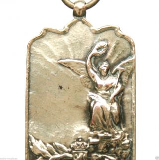 Art Nouveau Lady Angel With The Trumpet - Ancient Art Medal Pendant photo