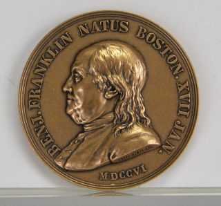 1784 Benjamin Franklin Natus Boston Medal,  Modern Restrike photo