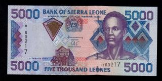 Sierra Leone 5000 Leones 2003 R Pick 27b Unc -.  Banknote. photo