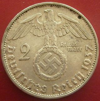 Iii Reich Germany 2 Mark 1937 A Berlin Wwii Silver Coin Eagle Wreath (pag08) photo