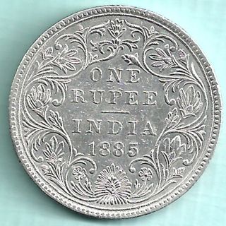 British India - 1885 - Victoria Empress - Calcutta - One Rupee - Rare Coin photo