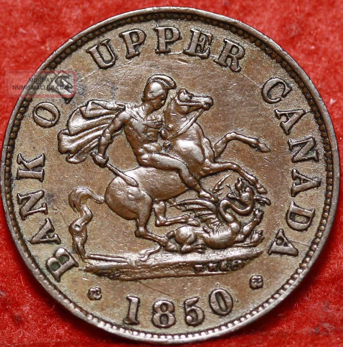 1850 Canada 1/2 Penny Bank Token Foreign Coin S/h Coins: Canada photo