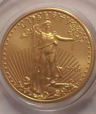 2016 1/10 Oz Gold American Gold Eagle Bullion Coin Bu,  Air - Tite Capsule photo