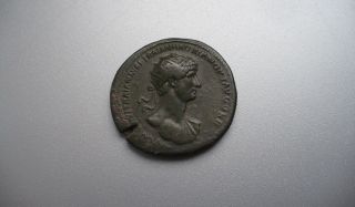 Extremely Fine Hadrian Dupondius Very Rare Bronze Coin 14,  4 Gr. photo