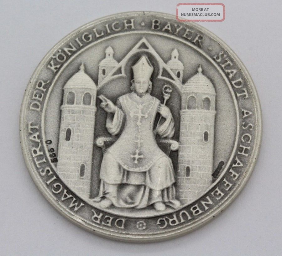 Pure Silver German Bavarian Magistrate Aschaffenburg Commemorative