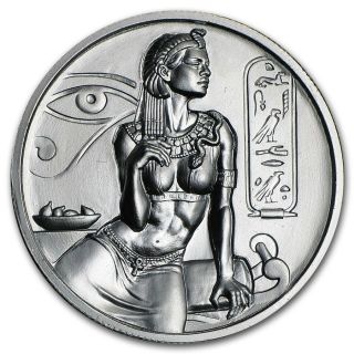 2 Oz Pure.  999 Silver Round Cleopatra Ultra High Relief Fantastic $64.  88 photo