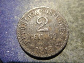 Key Date Rare 1918 Portugal 2 Centavos (iron Coin) photo
