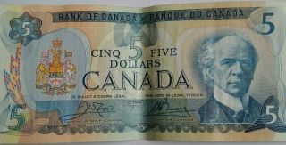 1979 Canadian Five Dollar Bill - Circulated photo