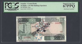 Somalia 10 Shillings 1983 P32as Specimen Tdlr Uncirculated photo