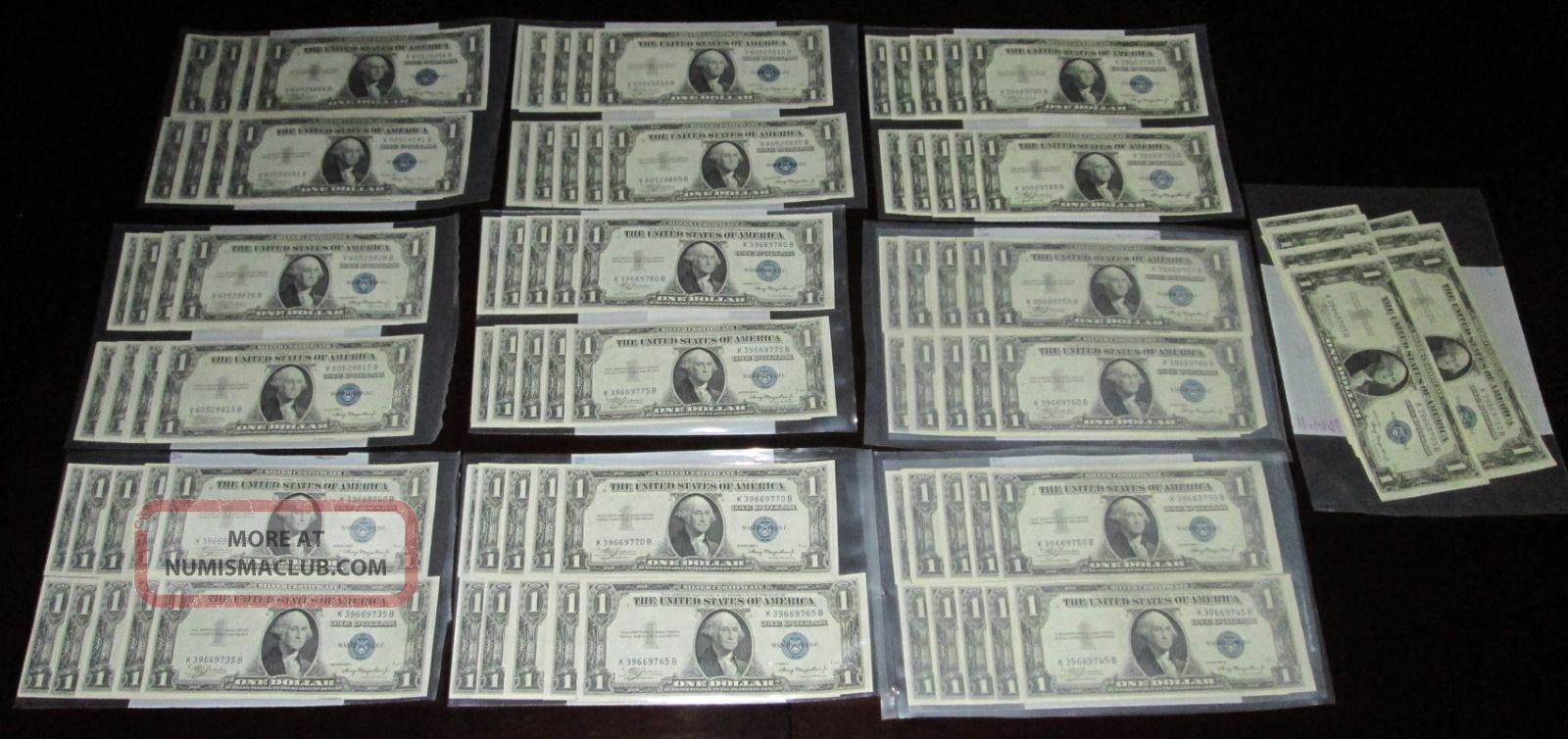 One Hundred (100) 1935a $1 Crisp Unc Sequential Silver Certificates Small Size Notes photo