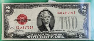 1928 D $2 Two Dollar Currency Paper Money Red Seal C31481709a Fr 1505 photo