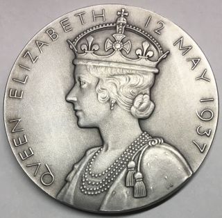 Great Britain King George Vi 1937 Coronation 57 Mm.  92.  8 G Sterling Silver Medal photo