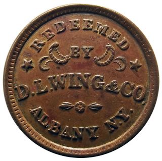 Civil War Store Card Token,  Dl Wing & Co Albany Ny - 10h - 8a Var,  R3,  Union Flour photo