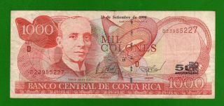 Costa Rica Banknote 1998 Banco Central 1000 Colones 50 Aniversario Bccr photo