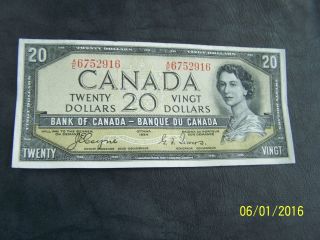 1954 $20 Dollar Bank Of Canada Note Devil ' S Face Coyne - Towers A/e 6752916 photo