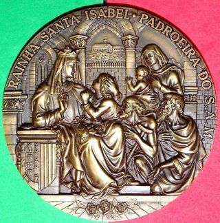 Queen Saint Elizabeth / Poor / Roses / Coat Of Arms / Bronze Medal By Antunes photo