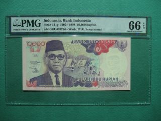 1992/1998 Indonesia 10,  000 Rupiah Pmg 66 Epq Gem Unc photo