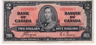 1937 Canada Two 2 Dollar Crisp Great Color Jr Bank Note A313 photo