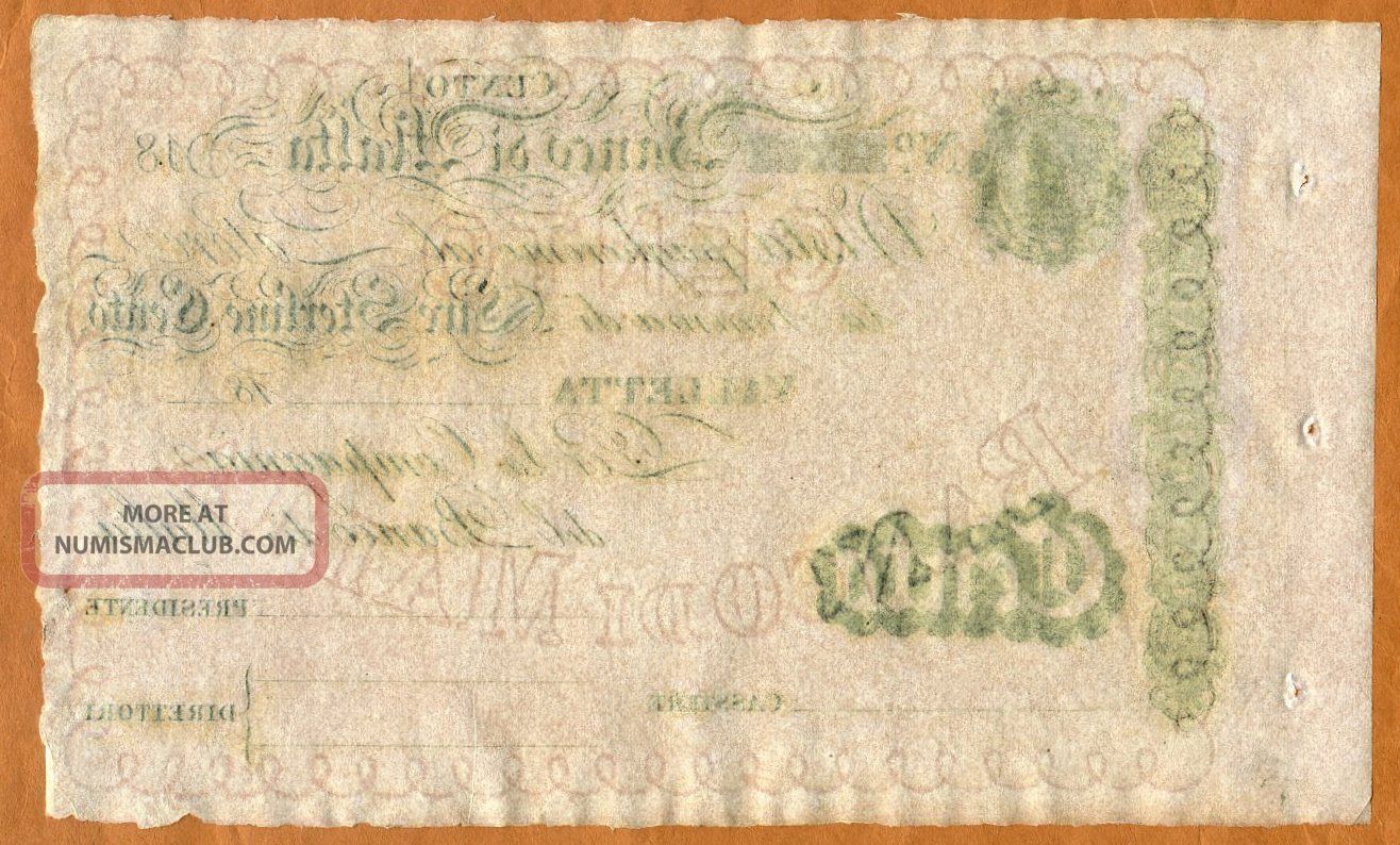 Malta,  Banco Di Malta,  100 Lire,  18xx (ca 1886),  P - S165,  Unc Rare,  Remainder Europe photo