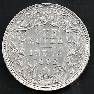 British India - 1892 - Victoria Empress - One Rupee - Rare Coin photo